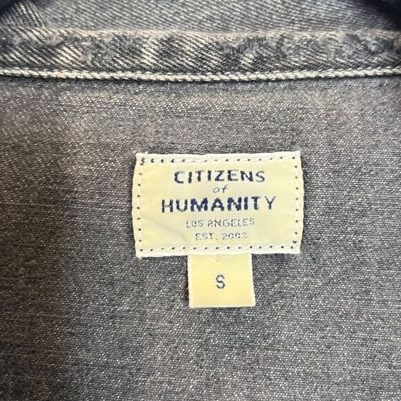 Citizens of Humanity Nica Slim Trucker Jacket in Smoke - Custom Embroidered Sz S - Picture 4 of 11